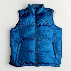 Vintage Eddie Bauer Vest Mens Large Blue Puffer Premium Goose Down Quilted Y2K